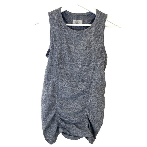 Athleta Heathered Gray Ruched Workout Tank with Ribbed Detail Sz XS Workout Yoga - Picture 1 of 8